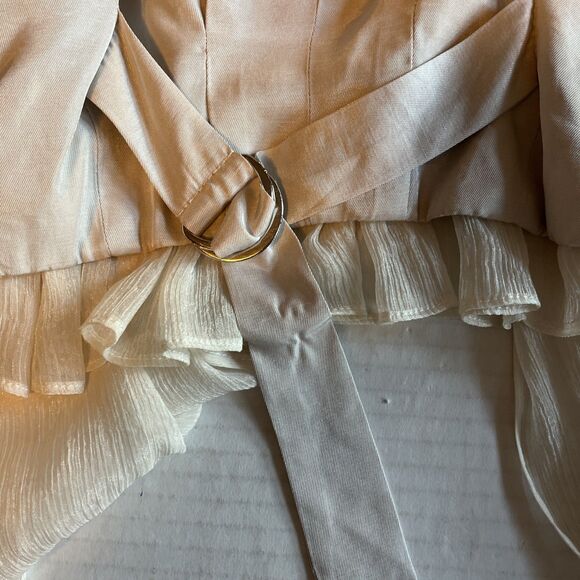 Maverick Fine Western Wear Vest Women’s L Beige Beaded Sequin Chiffon Boho Chic - Picture 8 of 13